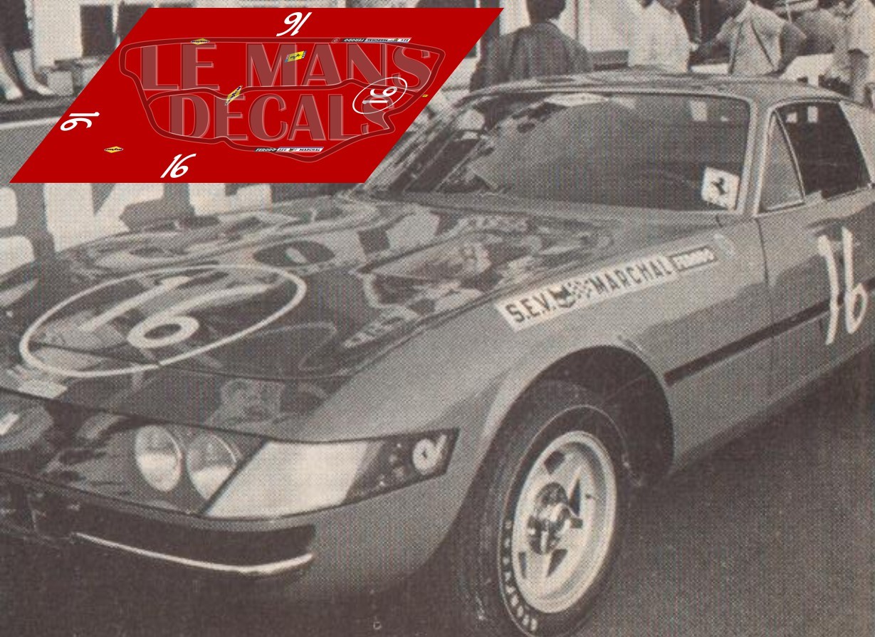 Decals Ferrari 365 GTB/4  Daytona Le Mans 1973 1:32 1:43 1:24 1:18 calcas slot