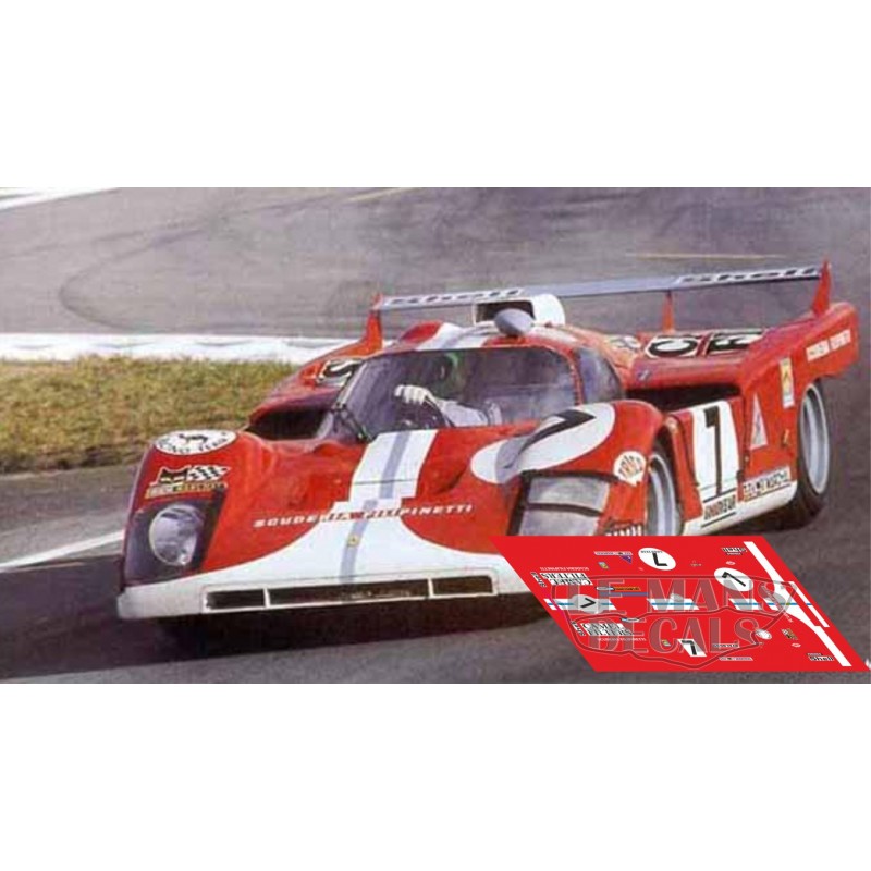 Decals Ferrari 512 M Le Mans 1971 1:32 1:43 1:24 1:18 slot  Filipinetti calcas 