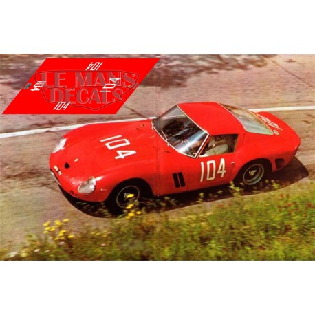 Calcas Ferrari 250 GTO Targa Florio 1963 1:32 1:43 1:24 1:18 slot decals 