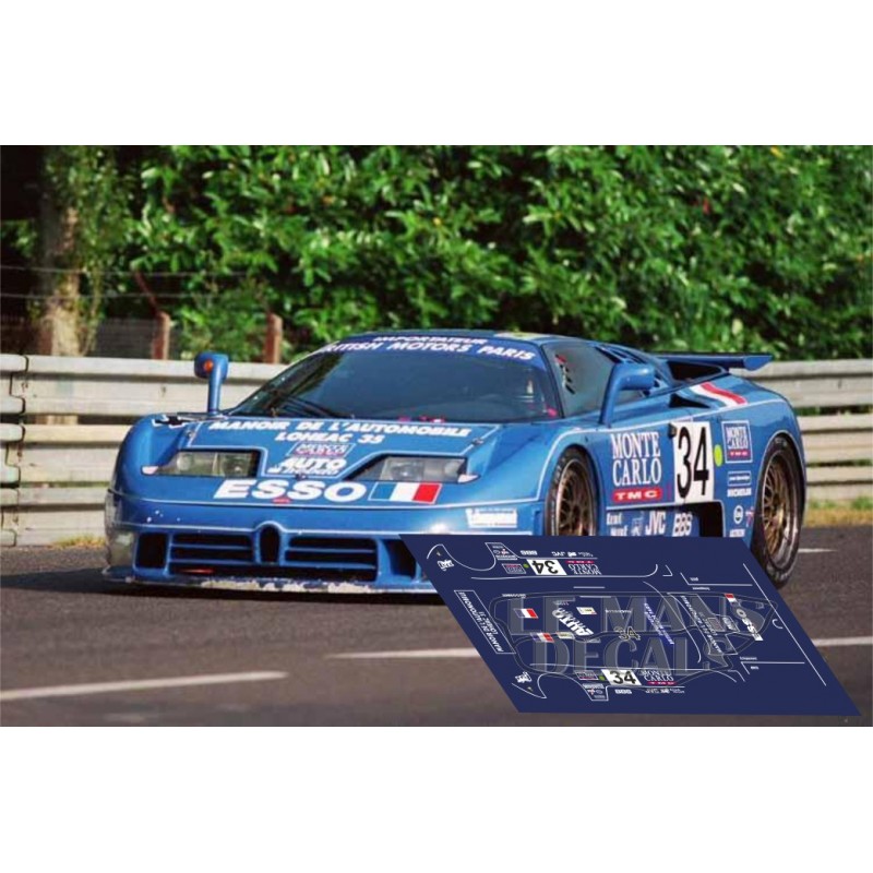 Decals Bugatti EB110 Le Mans 1994 34 1:32 1:43 1:24 1:18 Slot Decals