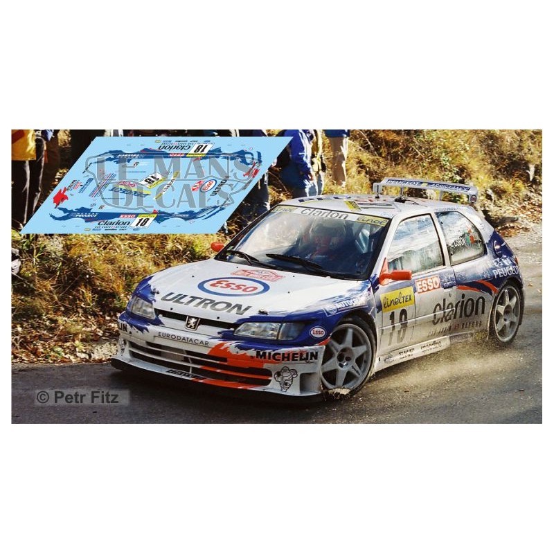 DECALS 1/24 REF 0135 PEUGEOT 306 MAXI HENNY RALLYE MONTE CARLO 1998 WRC RALLY 