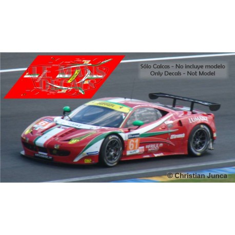 Decals Ferrari 458 Italia Le Mans 2012 1:32 1:43 1:24 1:18 1:64 1:87 calcas slot 
