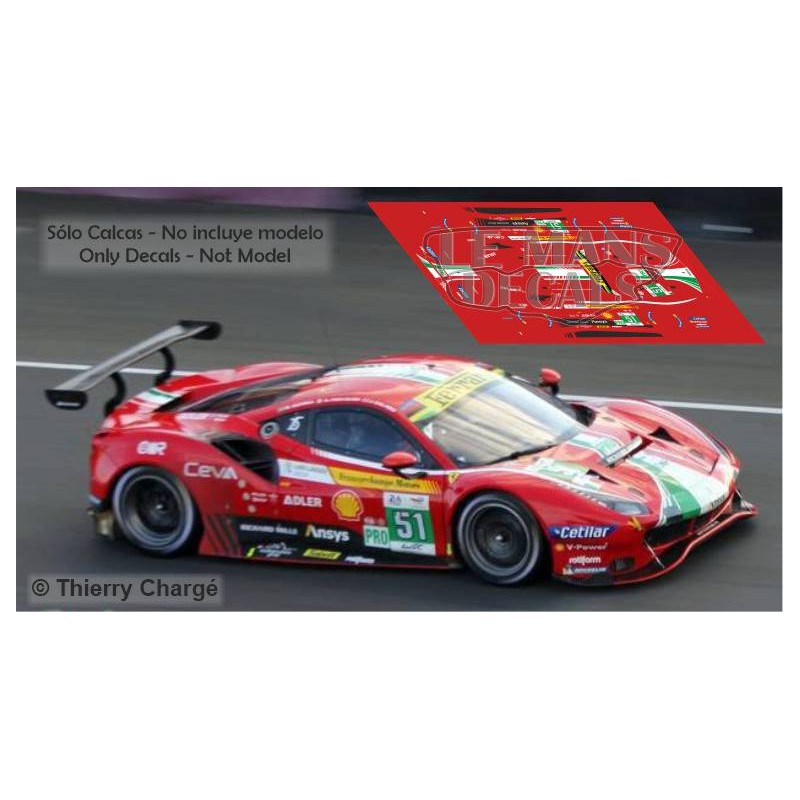 Decals Ferrari 488 GTE Le Mans 2018 1:32 1:43 1:24 1:18 calcas 